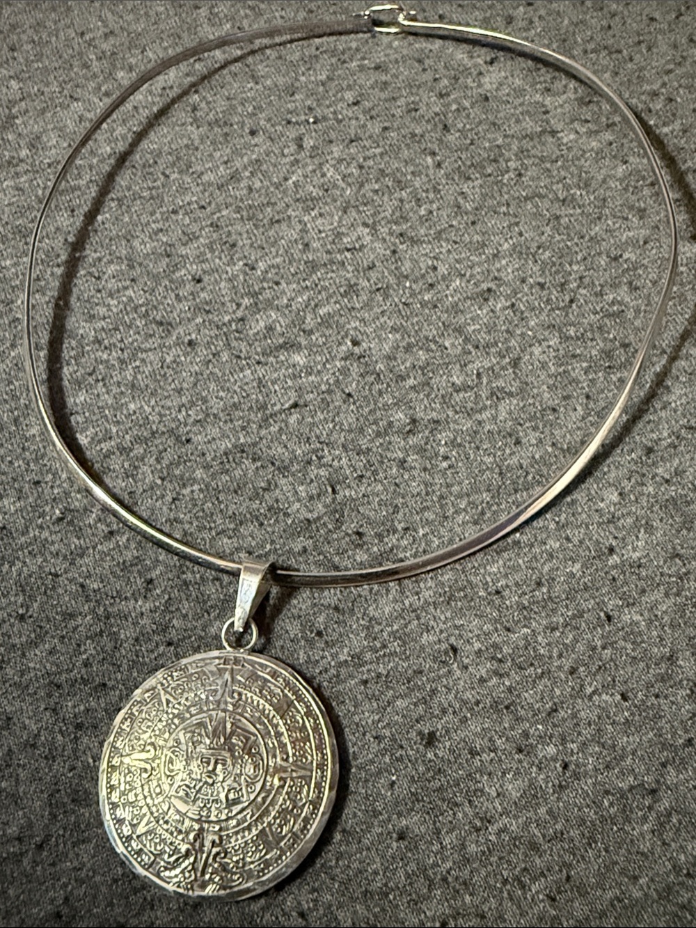 Silver Aztec Calendar Pendant Necklace - Timeless Silver Medallion